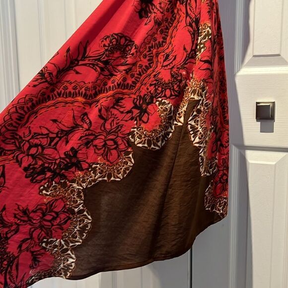 Free People Red,Brown, Black Russian Lace‎ Sleeveless High Low Dress Size XS - Picture 12 of 16